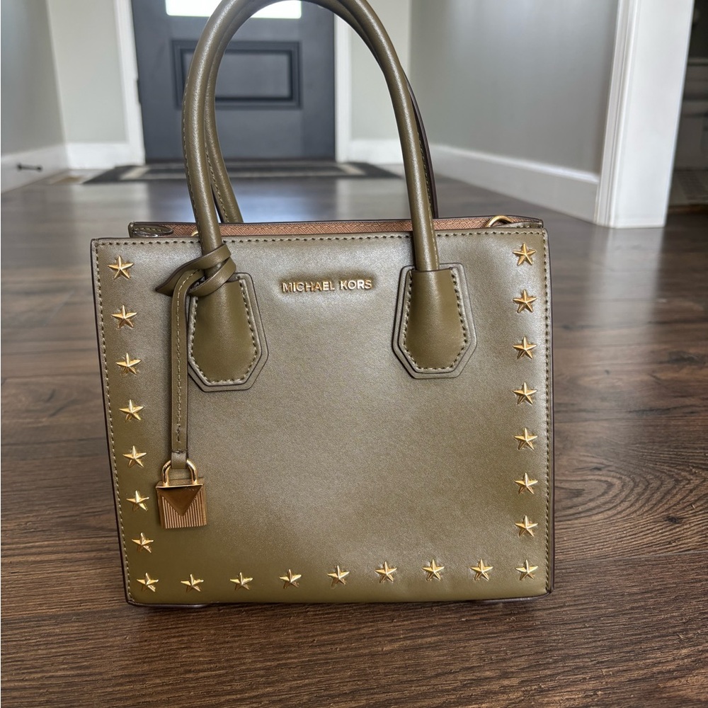 Michael Kors Olive Mini Bag with Gold Star Accents